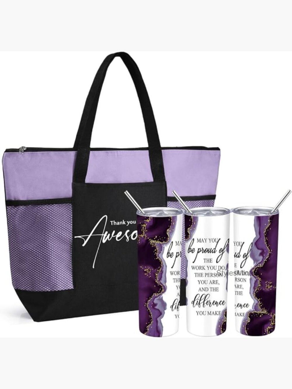 Inspirational Marble Tumbler & Tote Bag Gift Set